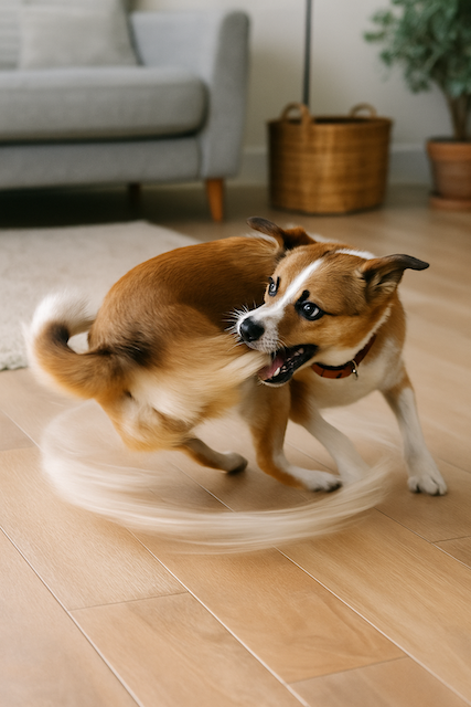 Dog Racing After Its Tail