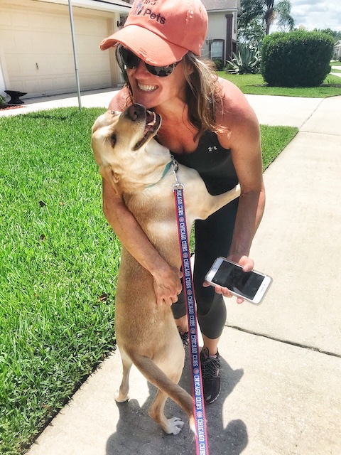 Dog hugging Jen